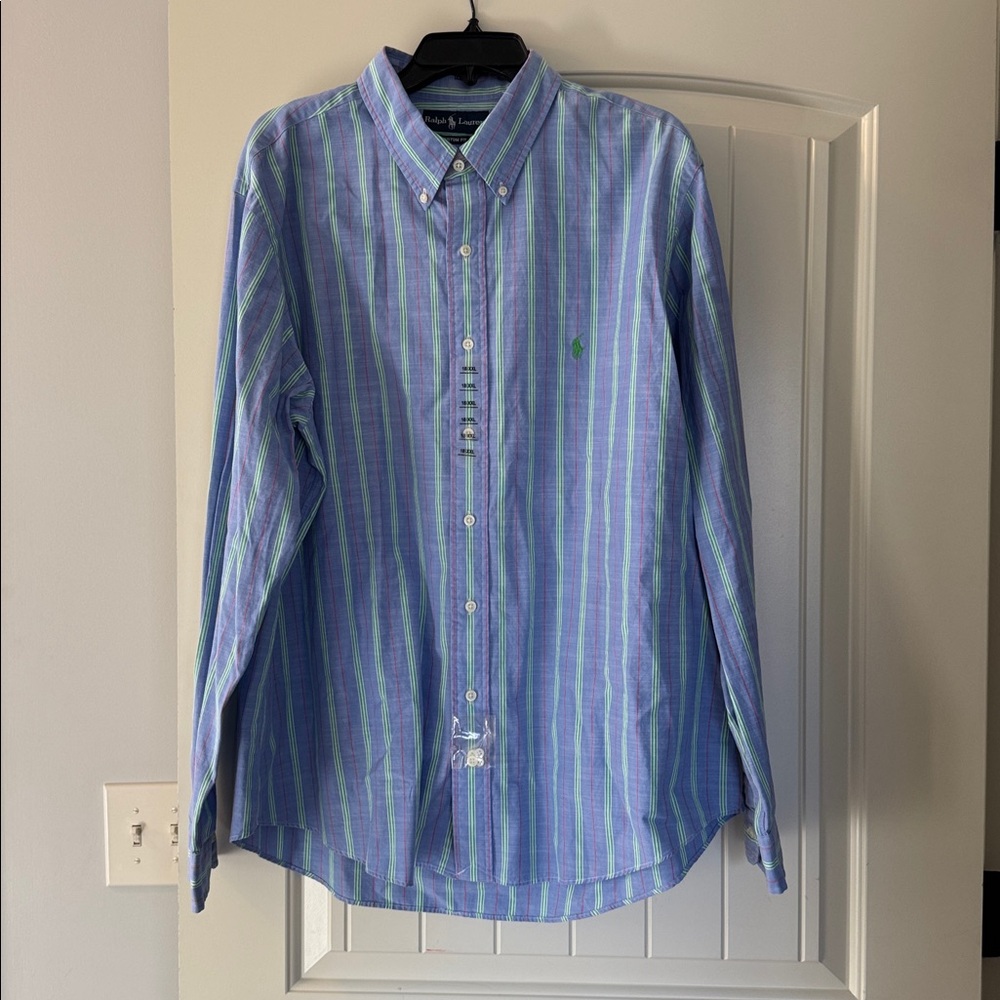 Ralph Lauren Blue and Green Striped Shirt-2xl neck size 18